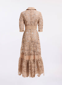 macrame‚ & Drill Midi Dress