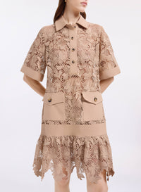 macrame‚ & Drill Short Dress