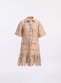 macrame‚ & Drill Short Dress