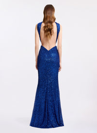 Halter Neck Sequined Jersey Dress