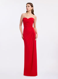 Strapless Draped Jersey Long Dress