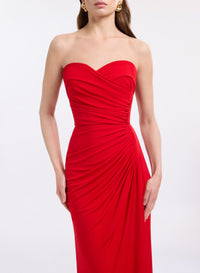 Strapless Draped Jersey Long Dress