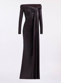 Off-the-Shoulder Leather Effect Dress