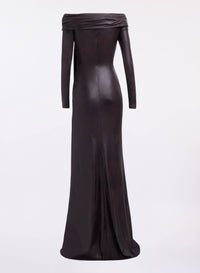 Off-the-Shoulder Leather Effect Dress