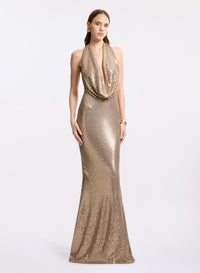 Sequined Jersey Long Dress