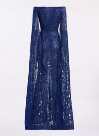 Off-the-Shoulder Sequin Embroidered Gown