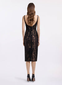 Sequin Embroidered Tulle Midi Dress