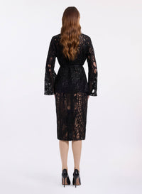 Sequin Embroidered Tulle Midi Dress