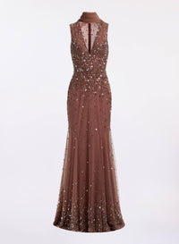 Bead Embroidered Long Dress