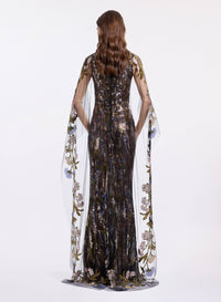 Cape-Sleeved Long Dress
