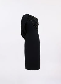 Asymmetric Embellished Cady Midi Dress