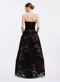 Strapless Embroidered Tulle Gown