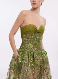 Strapless Midi Gown