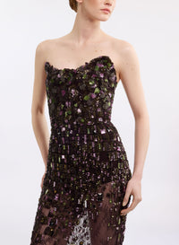 Bead Embroidered Long Dress