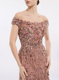 Bead Embroidered Long Dress