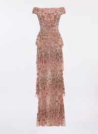Bead Embroidered Long Dress