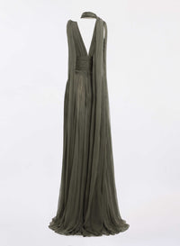V-Neck Silk Long Dress