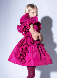 Pleated-Ruffle Taffeta Gown
