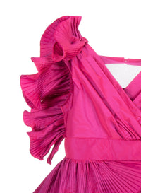 Pleated-Ruffle Taffeta Gown