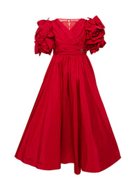 Floral Detail Taffeta Gown