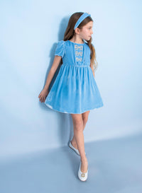 Velvet Dress with Crystal Bows