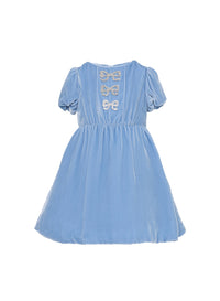 Velvet Dress with Crystal Bows