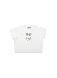T-Shirt with Crystal Bow Detail
