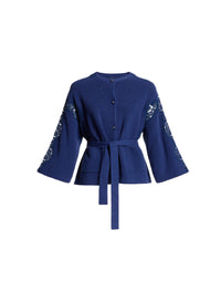 Knit Cardigan with Lace Inserts