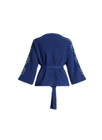 Knit Cardigan with Lace Inserts