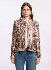 Sequin Embroidered Tweed Jacket