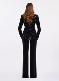 Embroidered Velvet Blazer