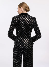 Embroidered Velvet Blazer
