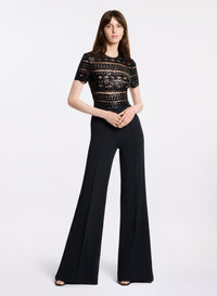 Tulle Embroidered Cady Jumpsuit