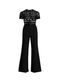 Tulle Embroidered Cady Jumpsuit