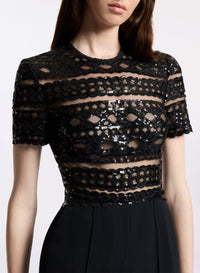 Tulle Embroidered Cady Jumpsuit