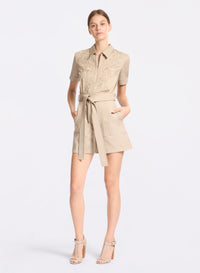 Embroidered Gabardine Short Jumpsuit