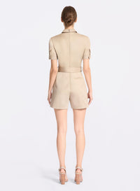 Embroidered Gabardine Short Jumpsuit
