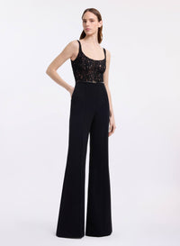 Sequin Embroidered Tulle & Cady Jumpsuit