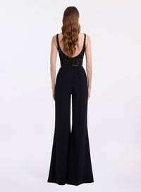 Sequin Embroidered Tulle & Cady Jumpsuit