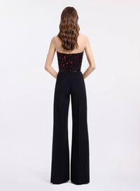 Sequin Embroidered Tulle & Cady Jumpsuit