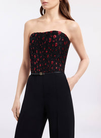 Sequin Embroidered Tulle & Cady Jumpsuit
