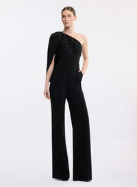 Asymmetric Embellished Cady Jumpsuit