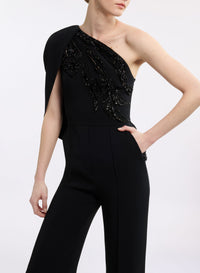 Asymmetric Embellished Cady Jumpsuit
