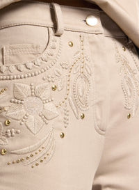 Embroidered Gabardine Pants