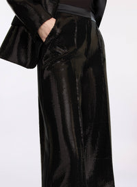 Sequin and Satin Cropped Pants