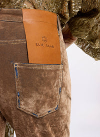 Flocked Denim Pants