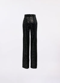Embroidered Velvet Pants