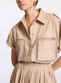 Trim Embellished Poplin Shirt