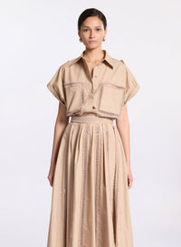 Trim Embellished Poplin Shirt