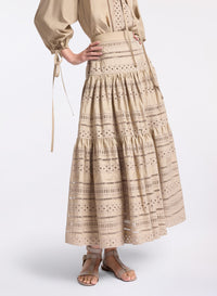 Embroidered Cotton Midi Skirt